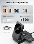 Lamicall 3 in 1 Qi2 Certified Charging Station for Apple - Foldable Wireless Charger Stand for Mag Safe Portable, Travel Fast Magentic Nightstand for iPhone 17, 16, 15, 14, 13, Apple Watch, Mom Gift