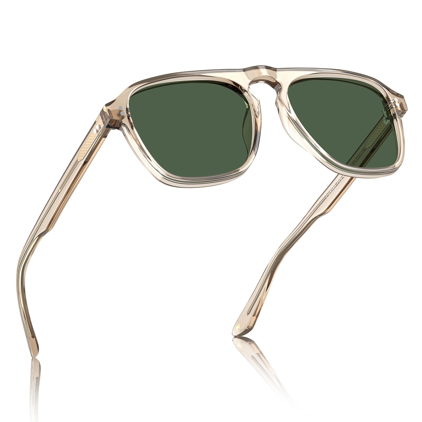Carfia Polarisées Lunettes de soleil Hommes - Pilote Modèle UV 100% Protection Monture Rectangulaire en Acétate Lunettes de conduite CA5355