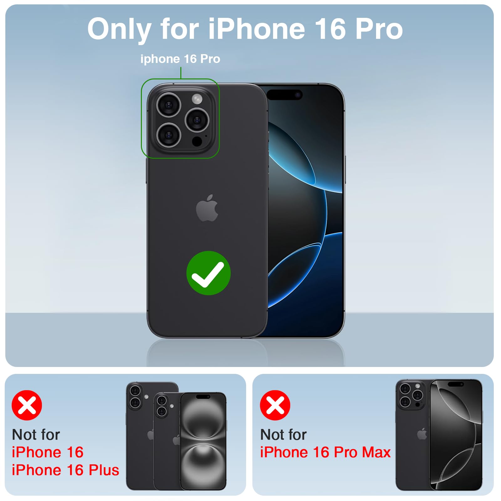 BOPPS Custodia con batteria per iPhone 16 Pro con supporto, custodia protettiva sottile da 8500 mAh con ricarica rapida da 15 W, compatibile con iPhone 16 Pro, custodia caricabatterie da 6,3 pollici