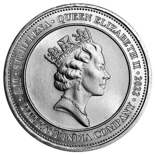 2022 St. Helena Spade Guinea Sovereign Coin, 1/10 Oz .999 Silver, BU, PCGS MS-66 Graded, First Day Issue
