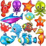 14 Pieces Sea Animal Balloons Under the Sea Balloons Octopus Shark Fish Ocean Balloons Sea Balloons...