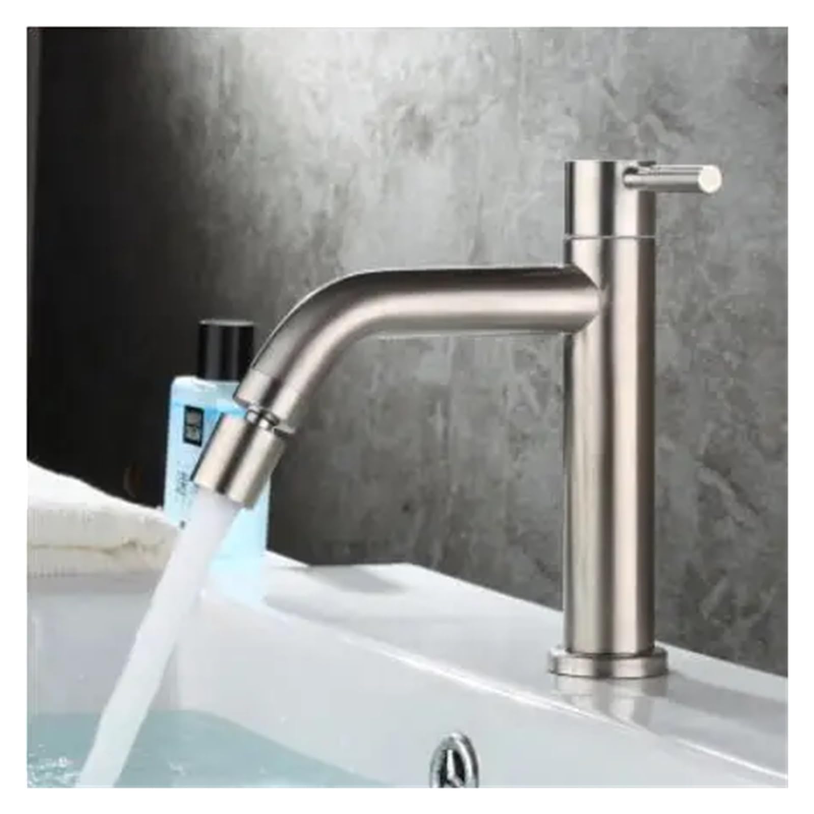 Robinet de lavabo salle de bains froide simple acier inoxydable 304 noir lave-mains