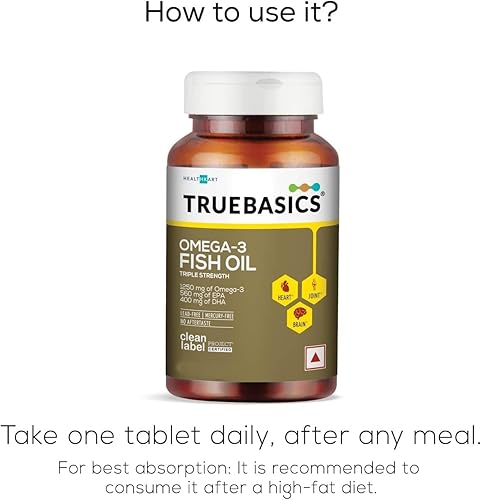 Miniatura 5 de Cápsulas de aceite de pescado True Omega 3 para mujeres y hombres, 60 cápsulas, triple fuerza con 1250 mg de Omega 3, 560 mg de EPA y 400 mg de DHA,