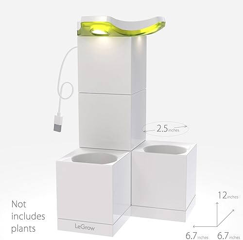 Miniatura 6 de LeGrow Maceta de interior con luz LED de crecimiento, temporizador automático de 12 horas, 7 días sin riego, 2 macetas de riego automático para