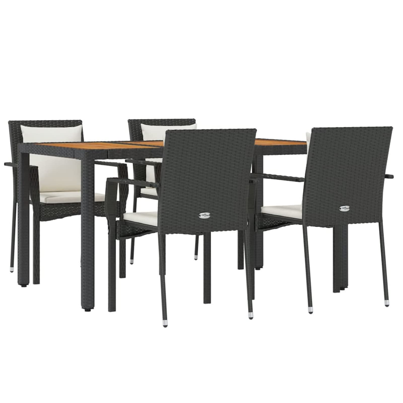 3157965 Set da Pranzo da Giardino 5 pz Nero con Cuscini in Polyrattan Testata in Legno,Testata Letto Matrimoniale Muebles Dormitorio Spalliera Letto Testiere per Letto Matrimoniale