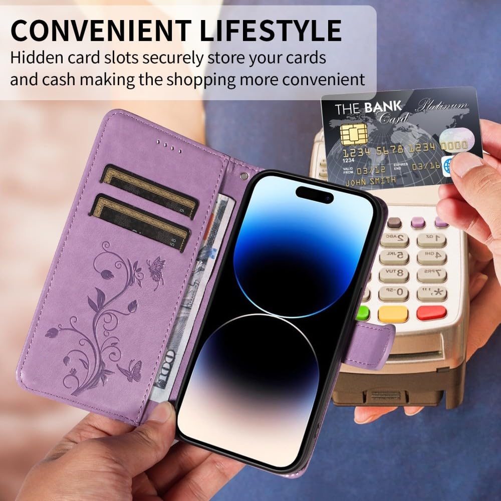 Generic Étui compatible avec Oppo A79 5G (couleur : or rose) Étui portefeuille à rabat magnétique pour cartes, motif arbre papillon