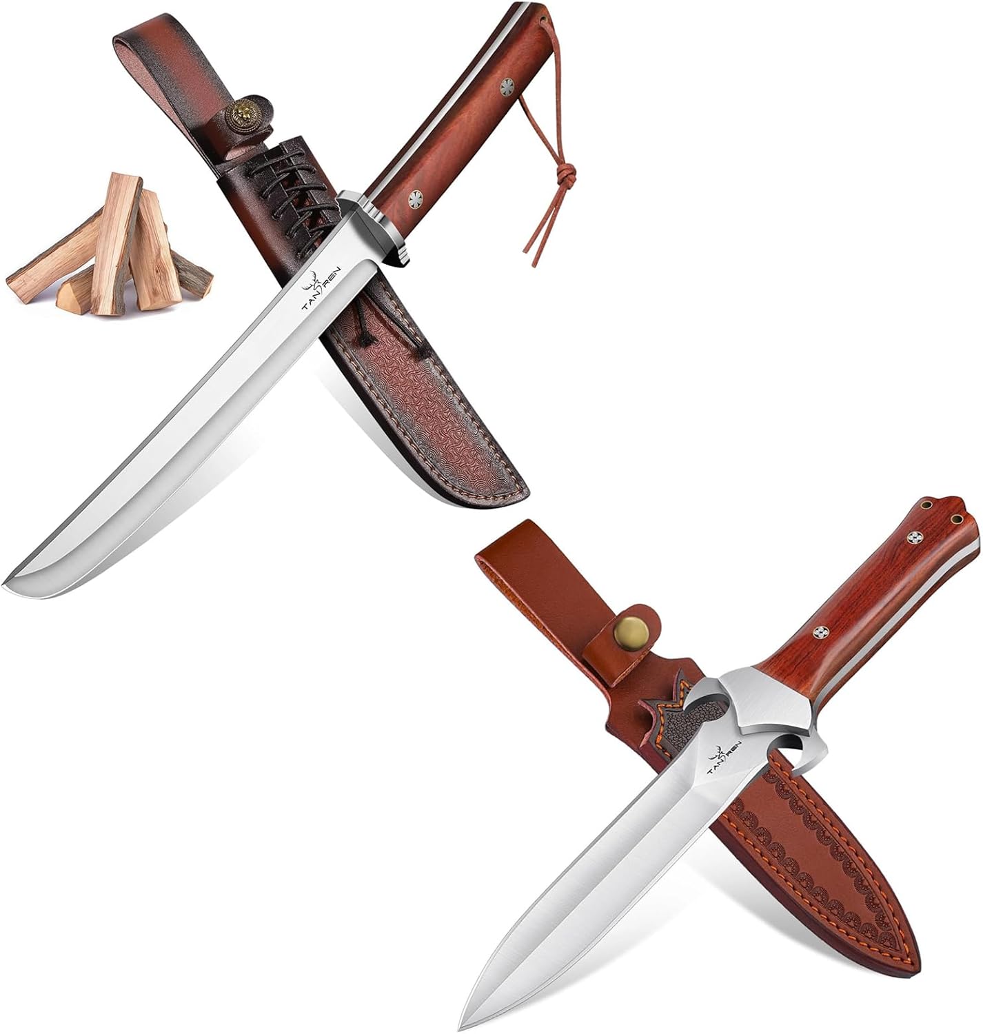 TAN REN Tanto Knife Fixed Blade Bundle with Full Tang Survival Knife