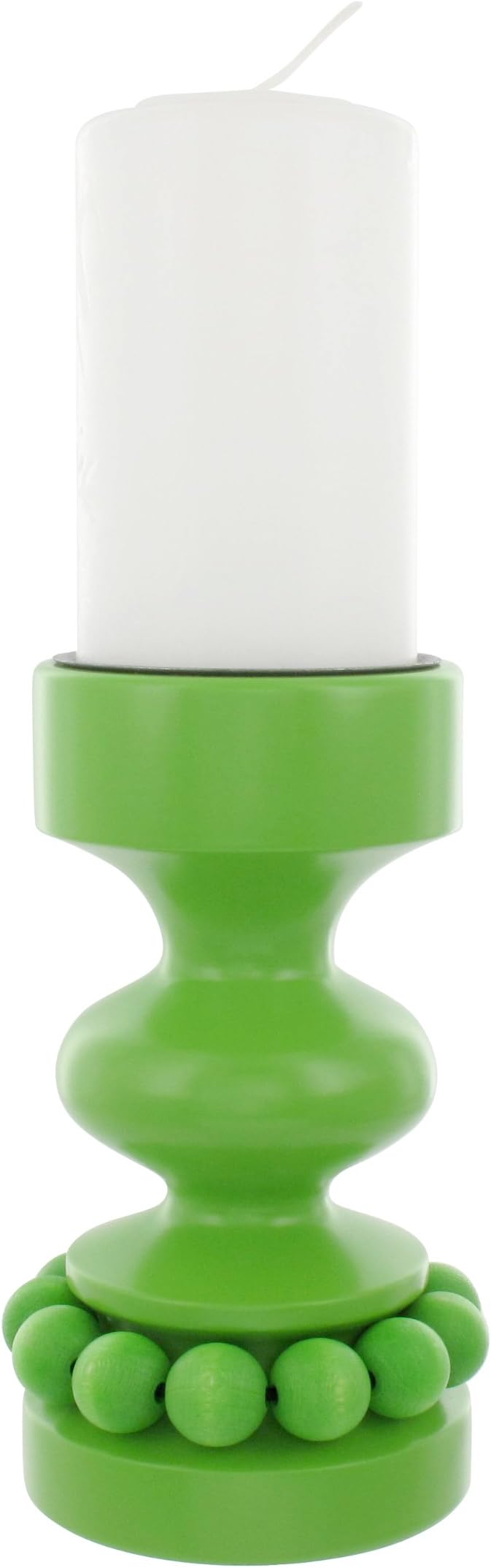 Aarikka PRINSSI wooden candleholder, 12 cm high, light green