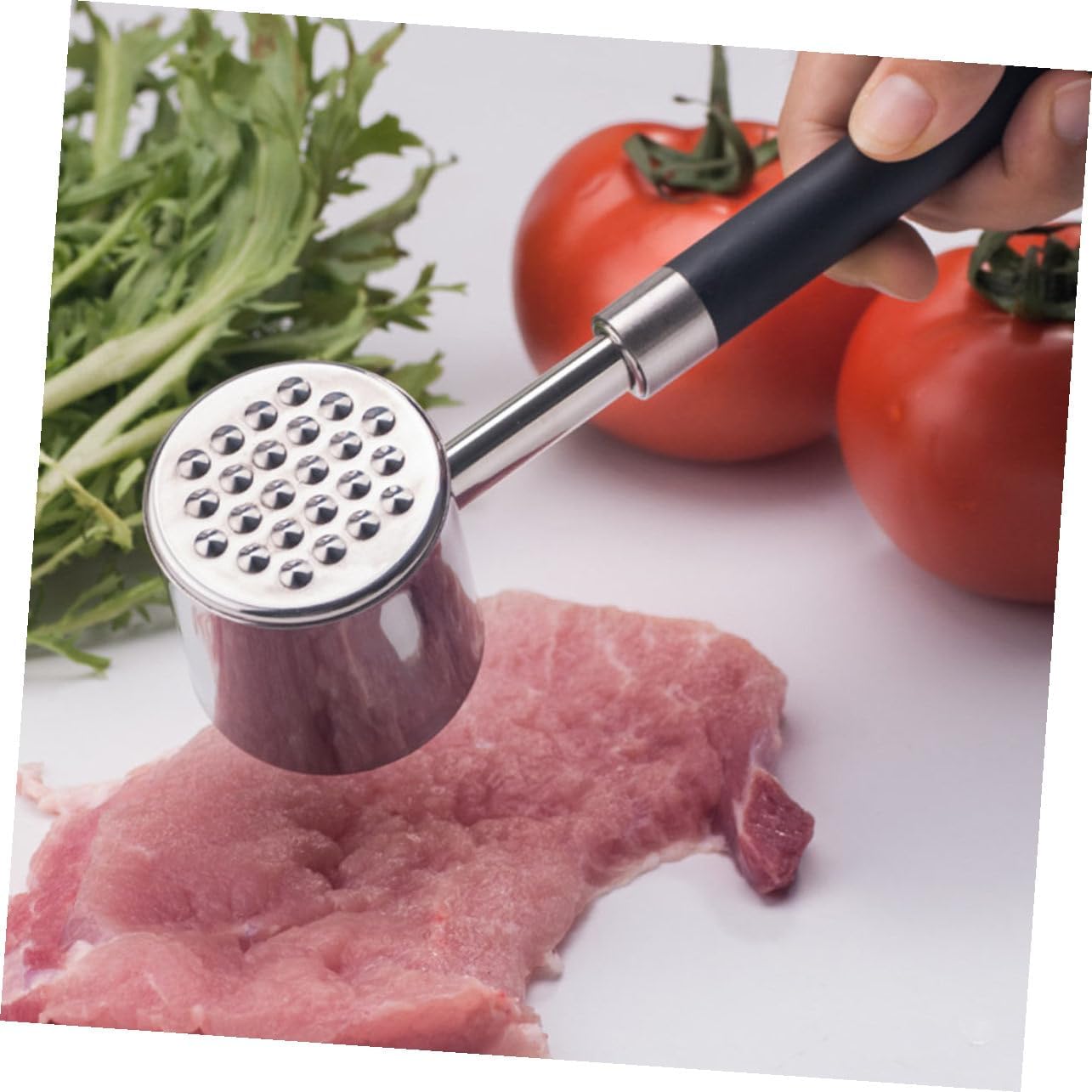 Stainless Steel Meat Tenderizer Mallet Dual-sided Hammer for Steak Beef Chicken Pork with Non-slip Handle Kitchen Tool for Efficient Meat Pounding and Tenderizing