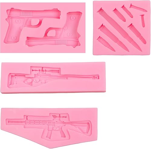 Miniatura 9 de Molde de silicona para pistola, molde de fondant de bala, molde para hornear chocolate en forma de pistola para decoración de pasteles, decoración