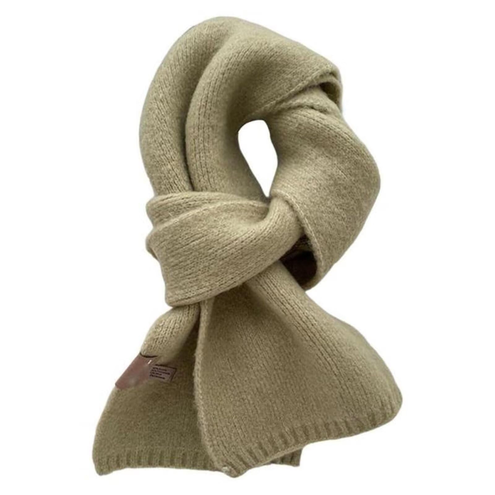 Fashion Solid Warm Cashmere Scarf for Women Winter Design Knitted Neckercheif Thick Woolen Yarn Shawl Neck Wrap