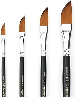 Dagger Striper Brush Set - 4 PCS Premium Watercolor Pinstriping Brushes Set with Korean Nylon Hair for Detail, Fine Lines, Acrylic, Ink, Gouache