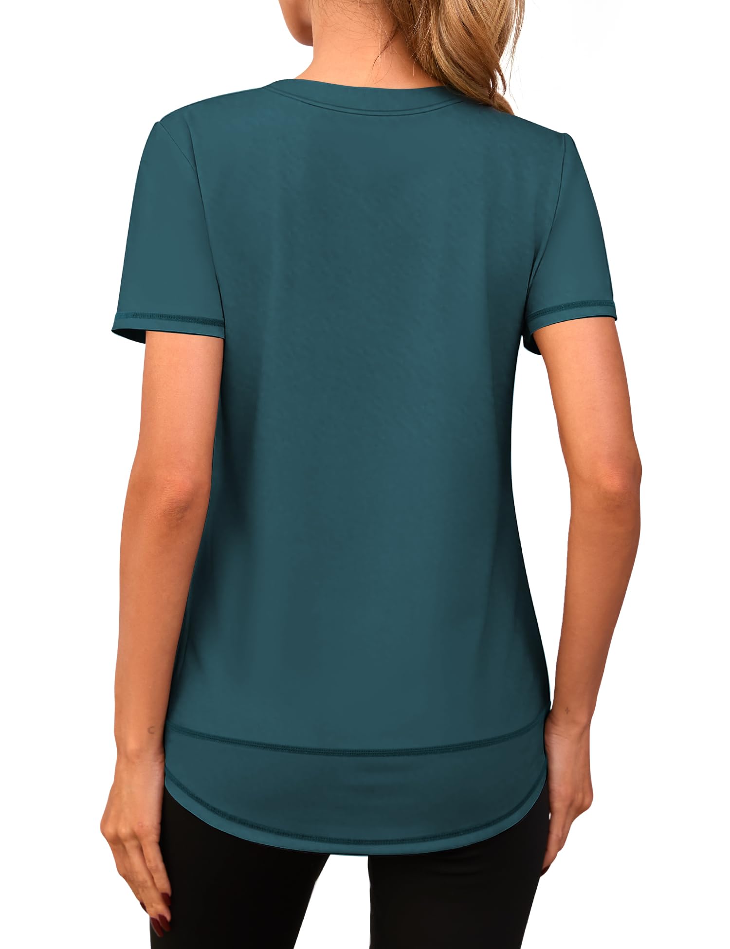 Maglietta Sportiva Donna Maglia a Maniche Corte Palestra T-Shirt per Yoga Running Fitness - 3