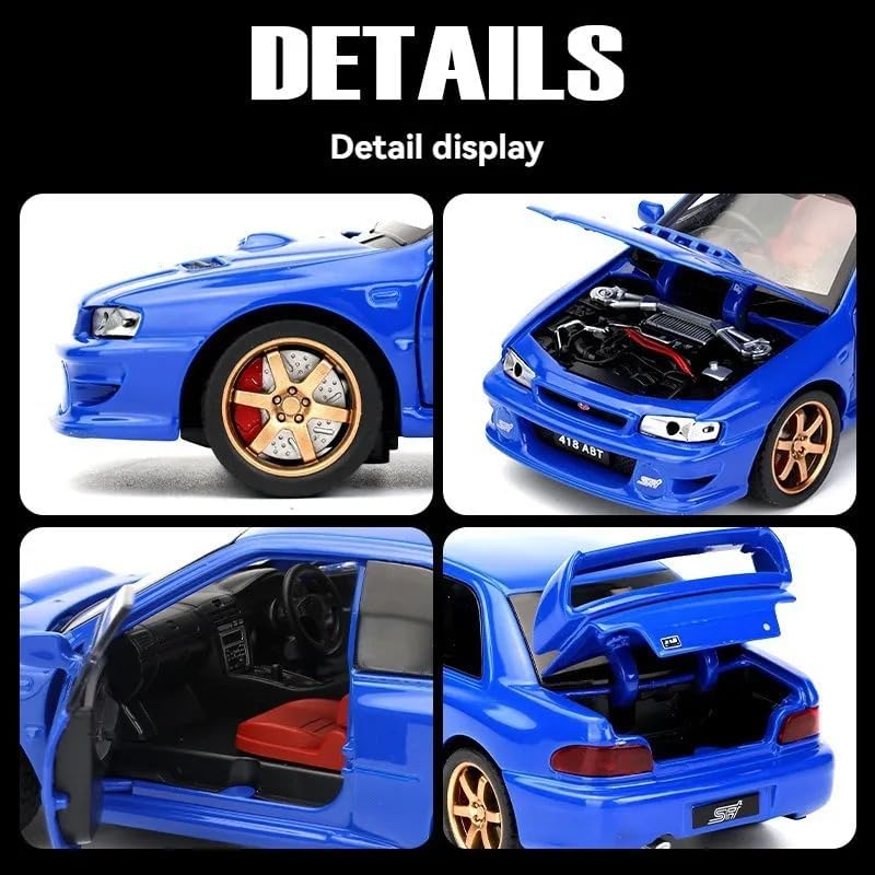 Image of 1 /32 Subaru Impreza WRX STI Diecast Model Car Pull Back Toy with Sound & Light Collectible Car for Kids Boys Girls & Adults (Red)
