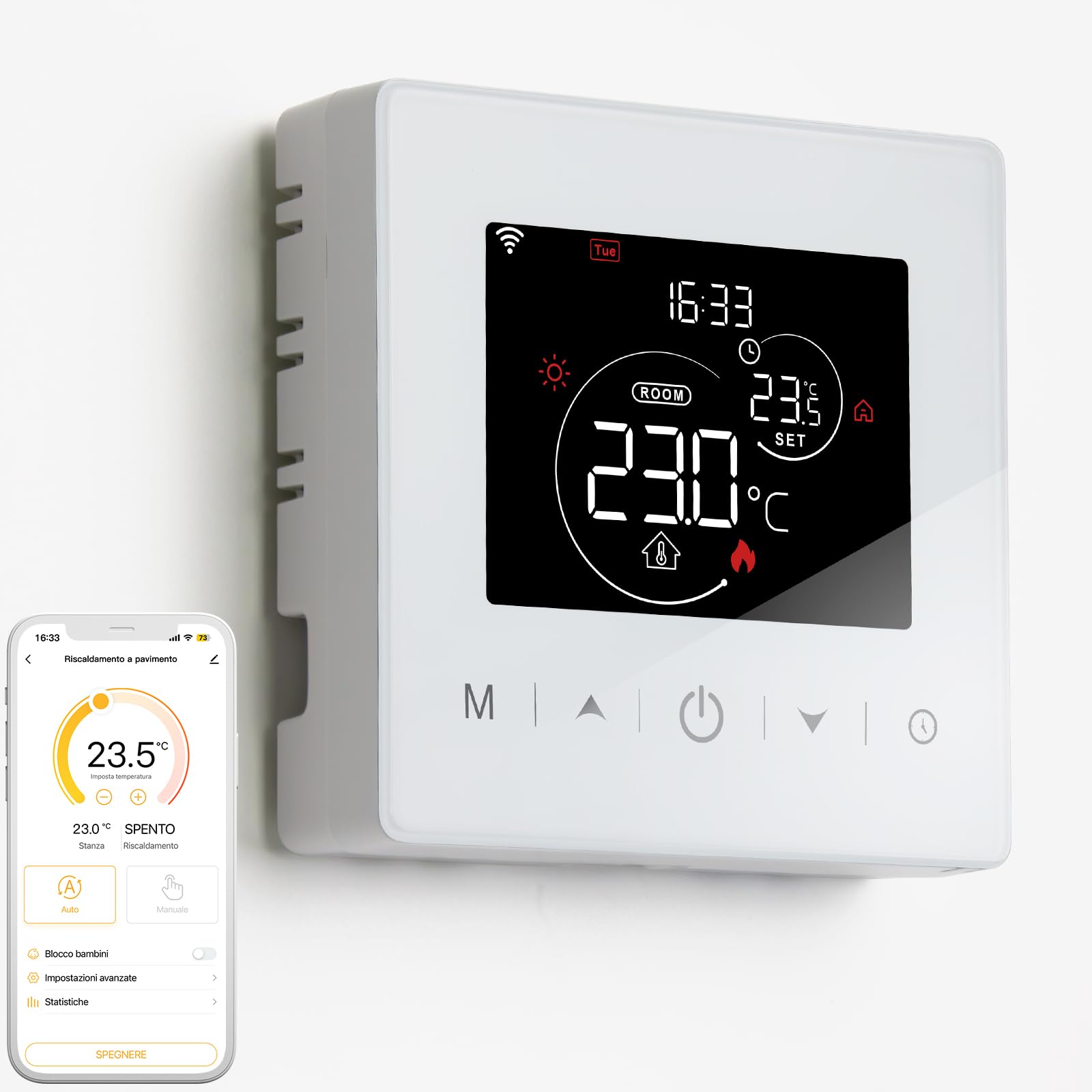 Termostato wifi a batteria, 2 fili per caldaie a gas.cronotermostato programmabile settimanalmente controllabile a distanza dal TUYA o Smart life.Termostato compatibile con Google Assistant e Alxea