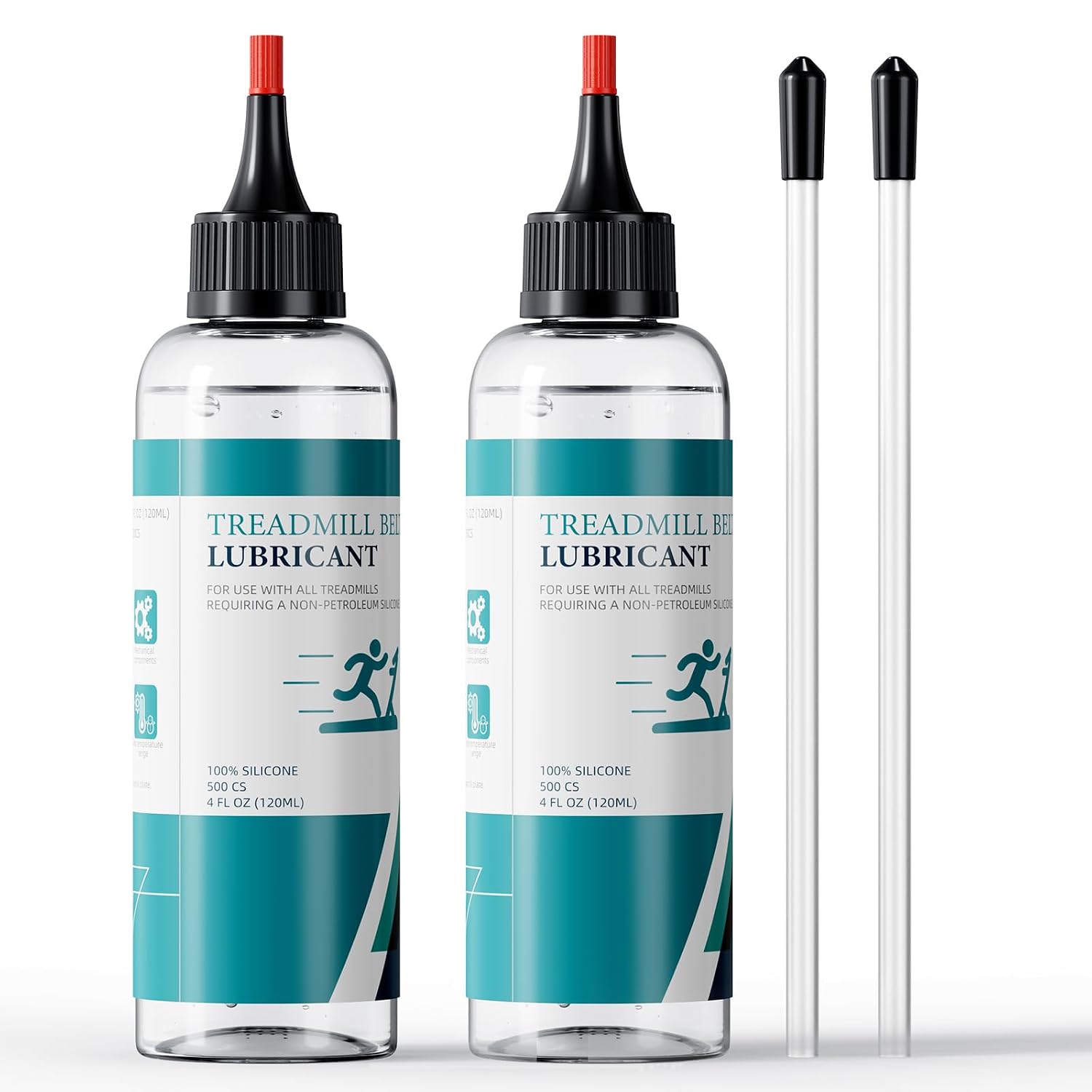 Treadmill Belt Lubricant, 100% Silicone Treadmill Lube High-Temperature Resistant Stable Non-Toxic Odorless Lubricant, with Application Tubes and Precision Screw Caps, 8 Ounces