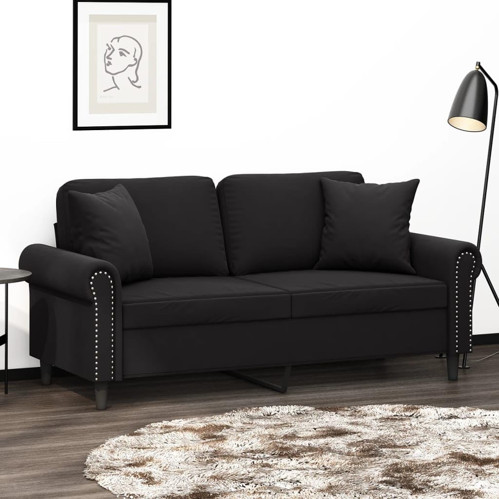 sofás de Dos plazas,Sofa 120 cm,Sofa Cama Dos plazas,Sofá de 2 plazas con Cojines Terciopelo Negro 140 cmAdecuado para salón, Dormitorio