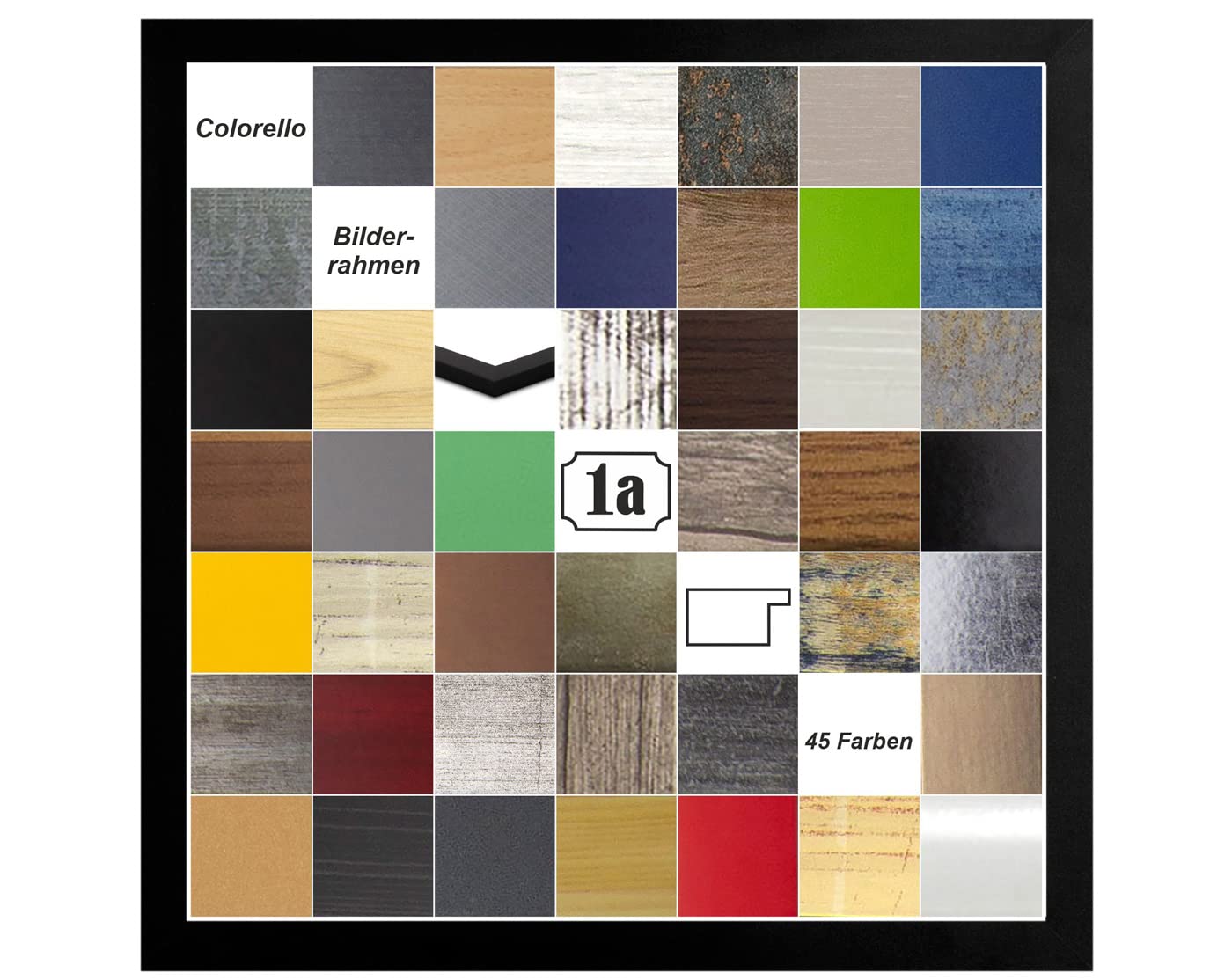 Colorello Deluxe Bilderrahmen Posterrahmen 65x65 cm Panorama und Quadrat Formate Schwarz Matt Antireflex Kunstglas
