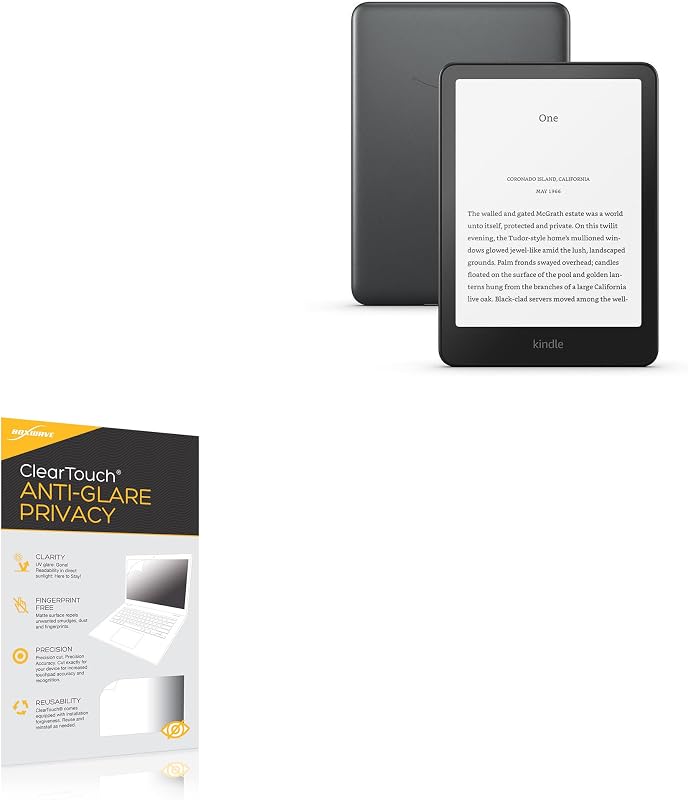 BoxWave Screen Protector Compatible with Amazon Kindle Paperwhite 12th Gen (7 in) - ClearTouch Anti-Glare Privacy (2-Pack), Privacy Screen Protector Flexible Film Anti-Glare