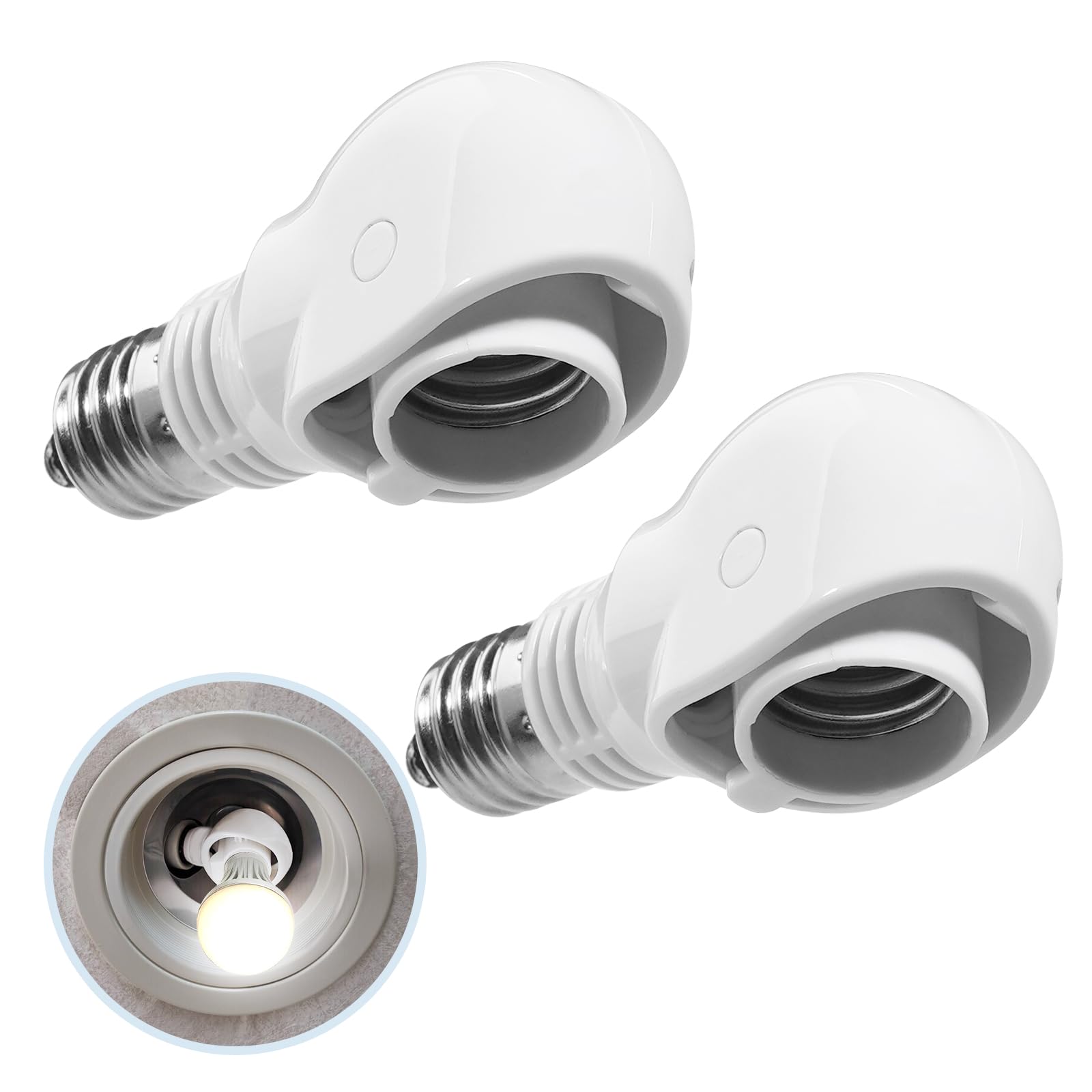 Aiwode|角度の可変式ソケット|E17 LED電球専用|E17→E17変換ソケット 可動|E17 led 人感センサー 回転|斜め付けダウンライトに直下方向に取付可能|ダウンライトのE17ブラケットだと|AC100V |2個