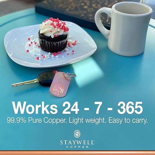 Miniatura 6 de StayWell Llavero de clip giratorio de cobre con dije de placa de perro de cobre, fabricado en los Estados Unidos, 99.94% de cobre puro, propiedades