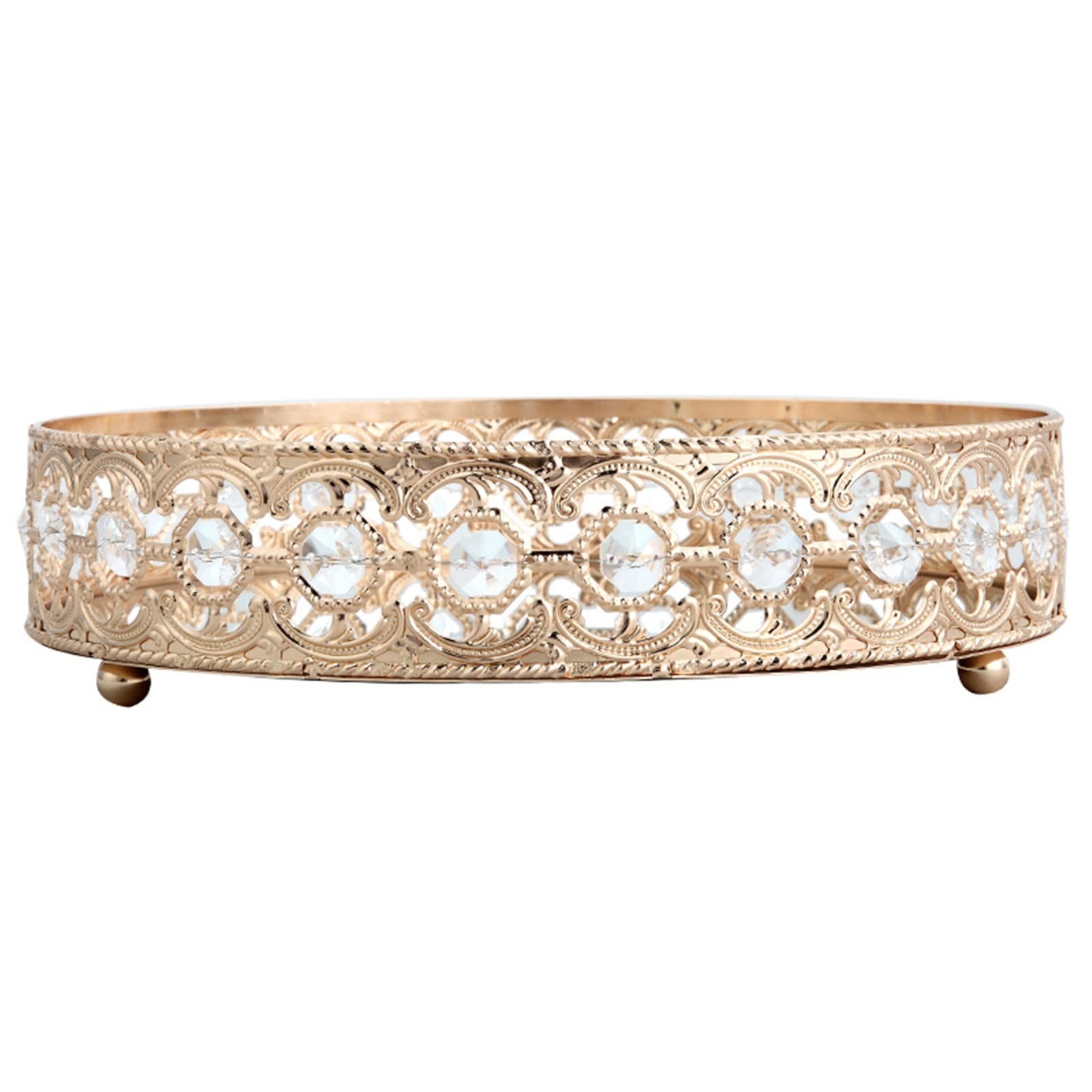 Bandeja de Espejo de Vidrio Tallado Hueco - Soporte Decorativo de 25 cm para desayunos, postres, Frutas y Joyas. Elegante Bandeja para Servir (20 cm)