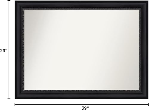 Miniatura 6 de Amanti Art Espejo de baño negro para sobre fregadero, 29 x 39 pulgadas, espejo rectangular negro Astor, marco grande de madera tradicional, se