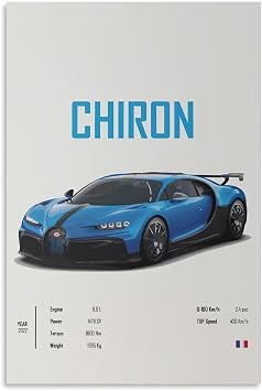 Bugatti Car Posters For Walls Vintage Racing Car Canvas Prints For Home Decor Office Decor CUnframe-style 12x18inch30x45cm