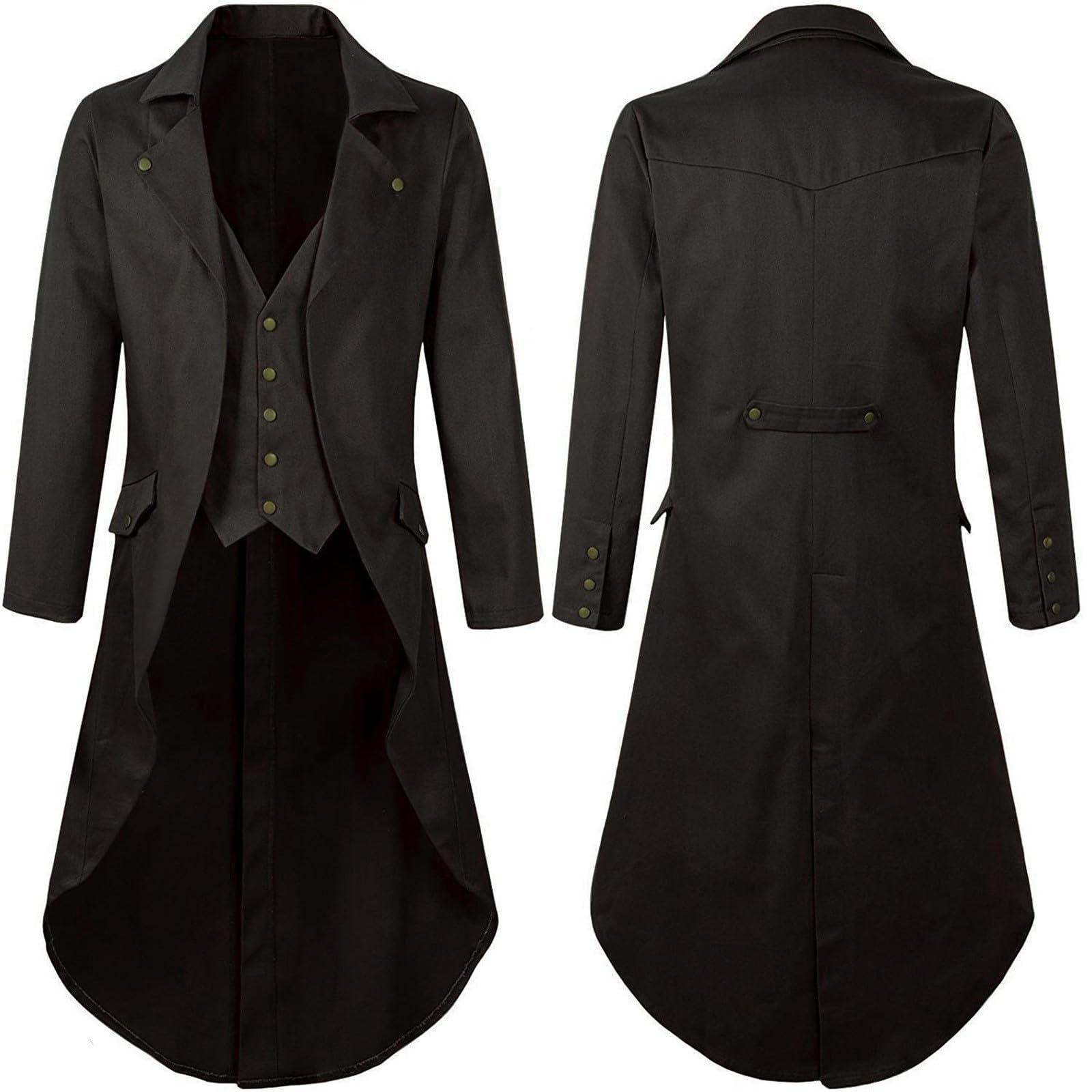 Steampunk Herren Mantel, Halloween Fashing Smoking Kostüm Gothic Jacke Herren, Smoking Herren Vintage Mantel Retro Gehrock Jacke Viktorianischen Karneval Kostüm Cosplay Gothic Mittelalter Uniform