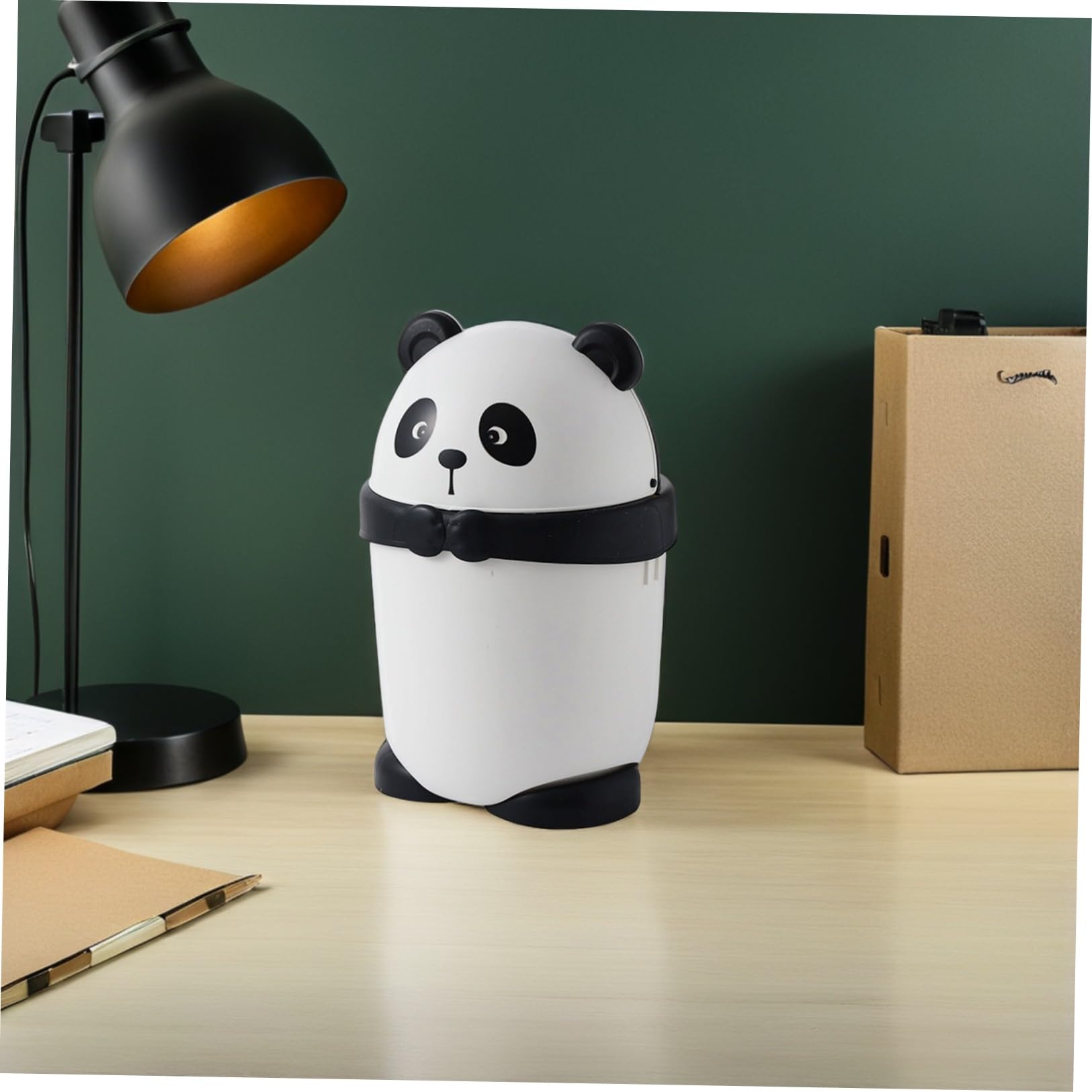 DOITOOL Cubo de Basura de Dibujos Animados Panda para Habitación Infantil Tapa y Gran Volumen de Plástico para Oficina y Hogar