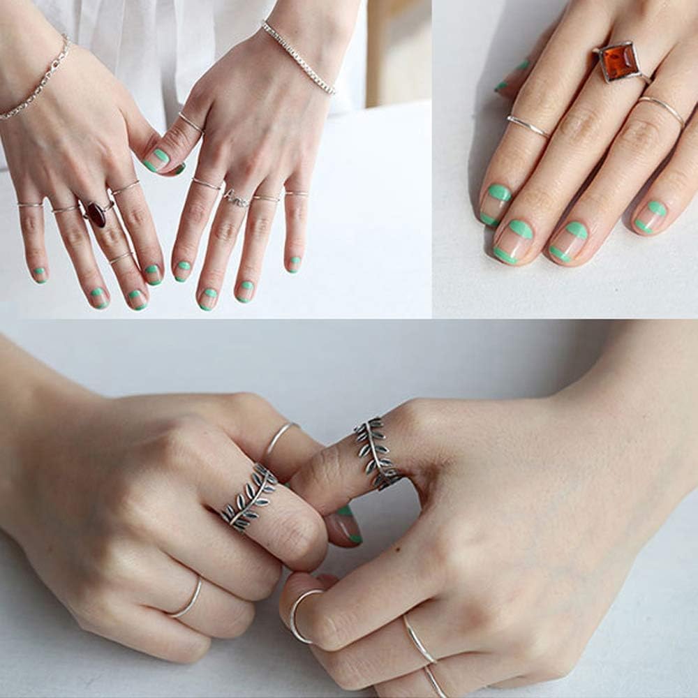 925 Sterling Silver Knuckle Rings for Women Minimalist Thin Stacking Rings Set 3PCS Midi Pinky Ring Size 2.5-8.5 - Image 8