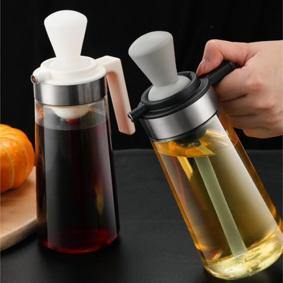 Dispenser per Salsa di Soia 2 Pezzi di Vetro A Prova di Perdite Pentola for Olio Cucina Famiglia Salsa di Soia Aceto Bottiglia A Prova di Perdite Serbatoio for Olio Contenitore Dell'olio