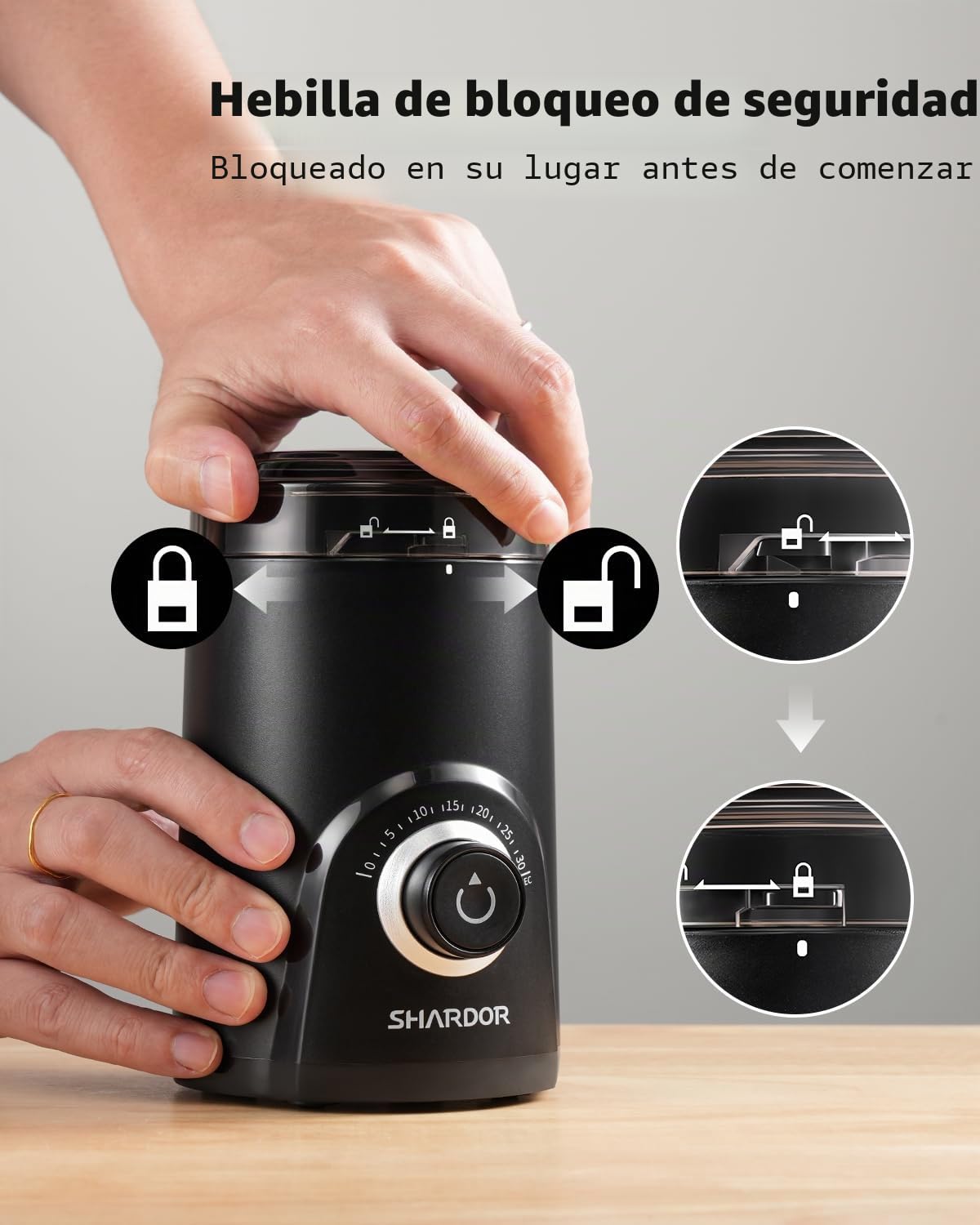 SHARDOR Molinillo de café eléctrico, molinillo de especias de gran capacidad de 70 g con perilla de sincronización visual para una molienda precisa, molinillo silencioso de granos de café para