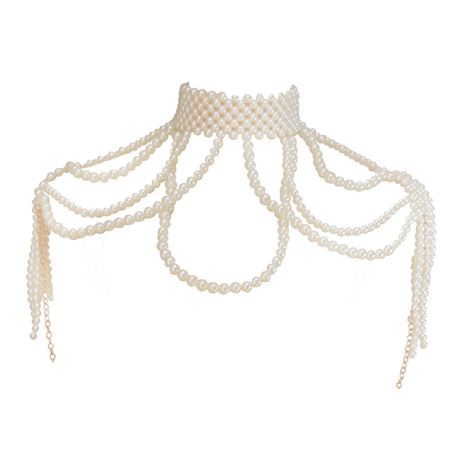 harayaa Bijoux d'épaule en Perles, Collier d'épaule en Perles, Bijoux de Corps pour Festival de Musique
