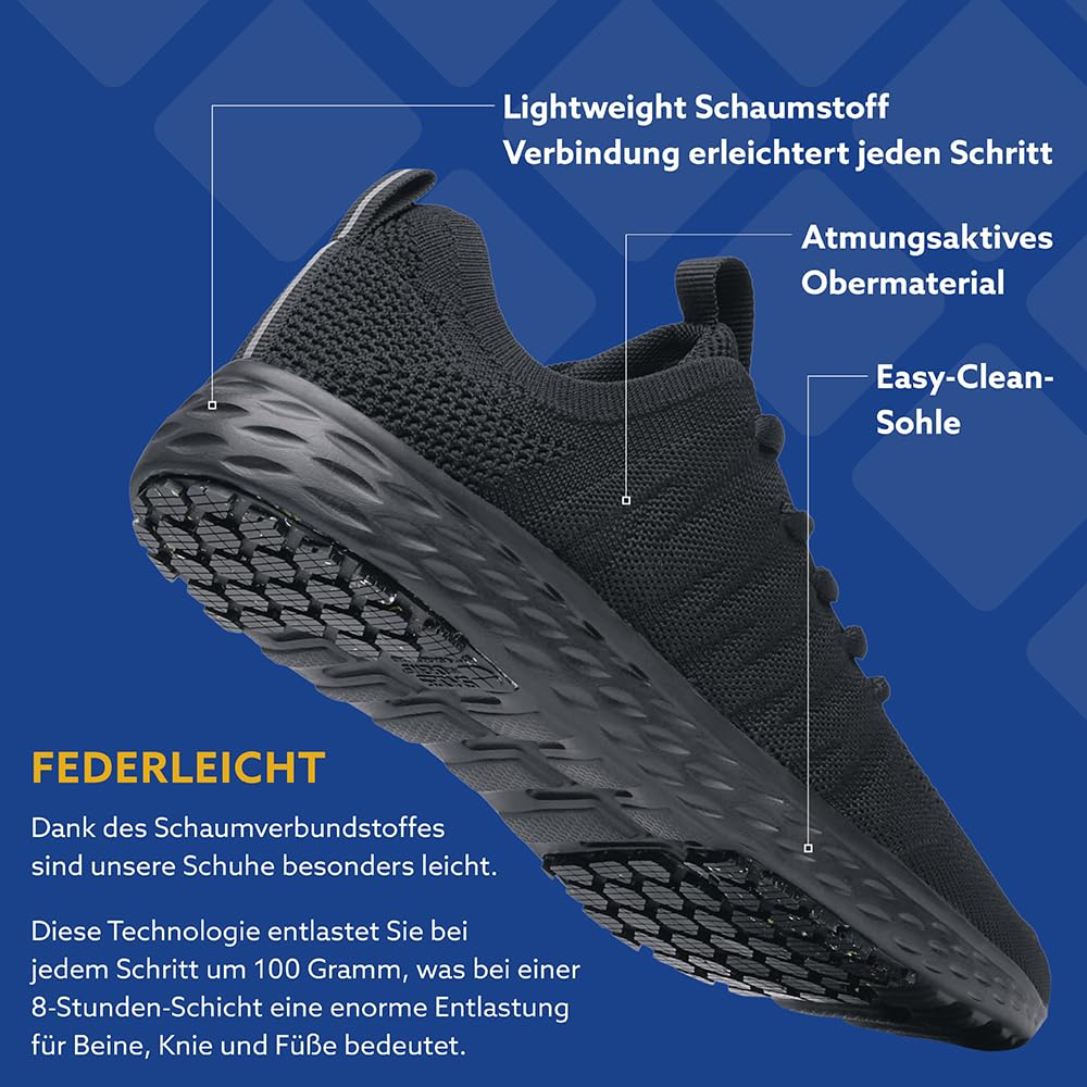 Shoes for Crews Damen-Arbeits-Sneaker – Bequeme, Wasserabweisende Schuhe mit rutschhemmender Sohle und Einlegesohlen, ideal für Gastronomie Küchen, für Kellner und Koch – Everlight ECO