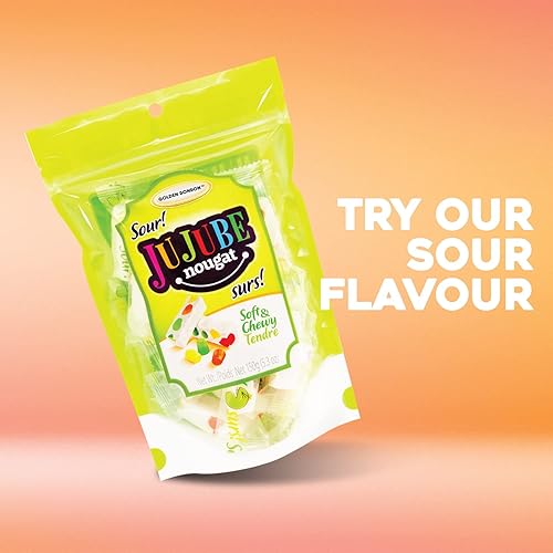 Vista 19 de Golden Bonbon Caramelo italiano de turrón de azufaifo, suave y masticable con frijoles de gelatina afrutados Receta original (2.2 libras, original)