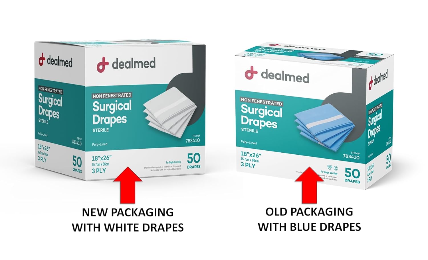 Dealmed Non-Fenestrated Sheets – 50 Count 3-Ply Poly-Lined Drape Sheets, White Material, Perfect for Hospitals, Medical Facilities, and Physicians’ Offices, 18" x 26" (Pack of 6)