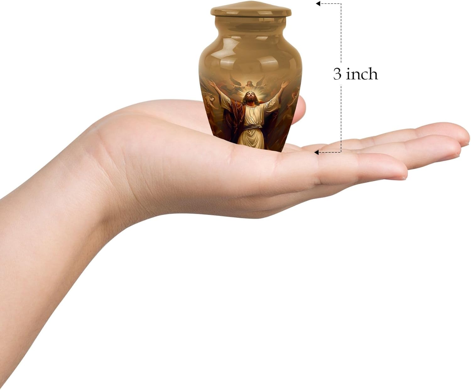 Jesus Cross Urn, Pack of 1 - Urns - Unique - 3 Inch - Funeral Urn Ashes - Keepsake Urn for Human - Adult Cremation for Brother & Sister