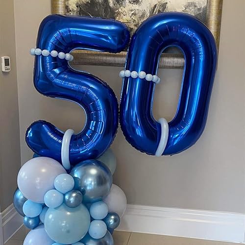 Miniatura 4 de Globos de color azul marino con el número 0, globo de cumpleaños azul oscuro de 40 pulgadas, globos digitales grandes de Mylar para fiesta de