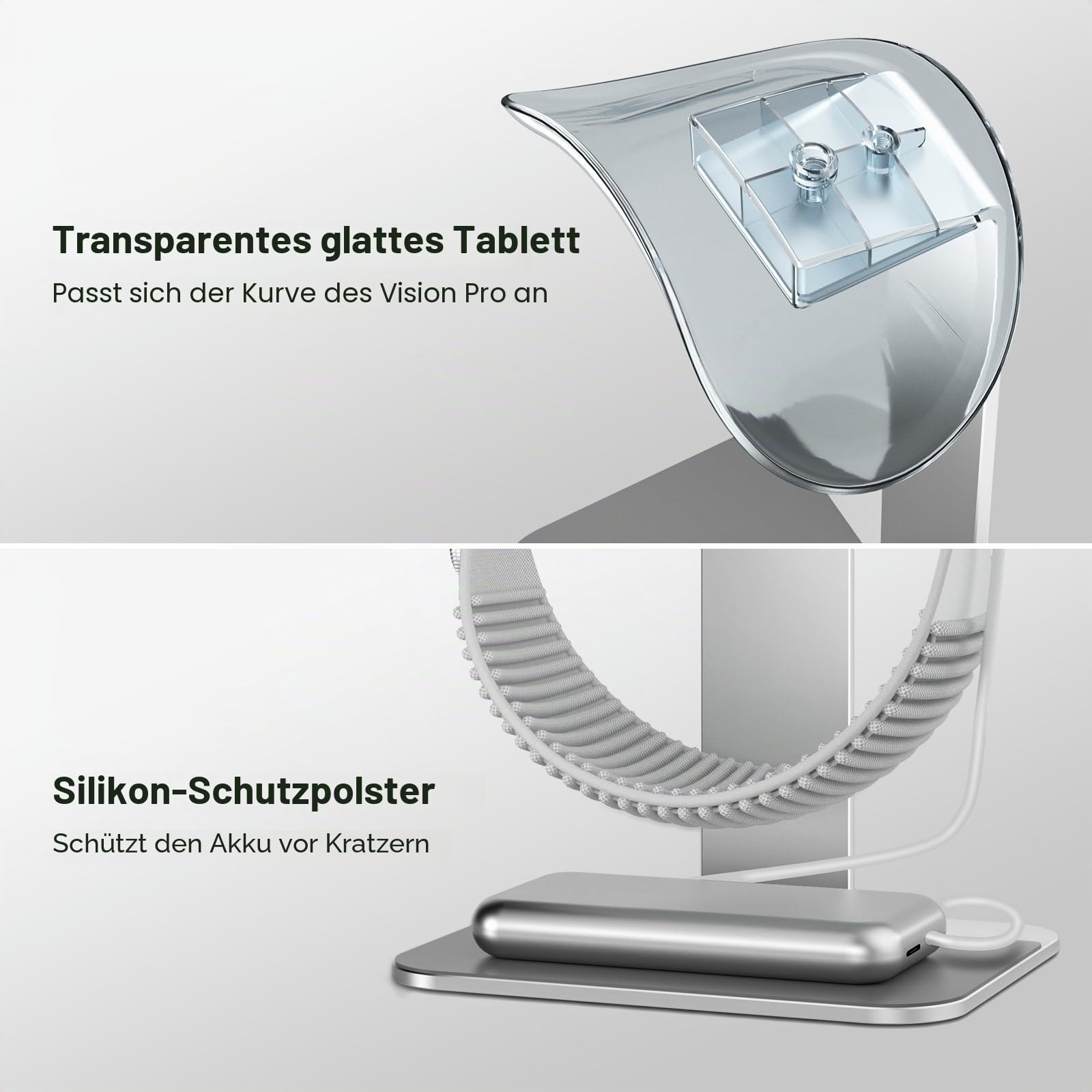 UPERGO Dock Stand für Apple Vision Pro, VR Headset Display Ständer mit Batteriehalter