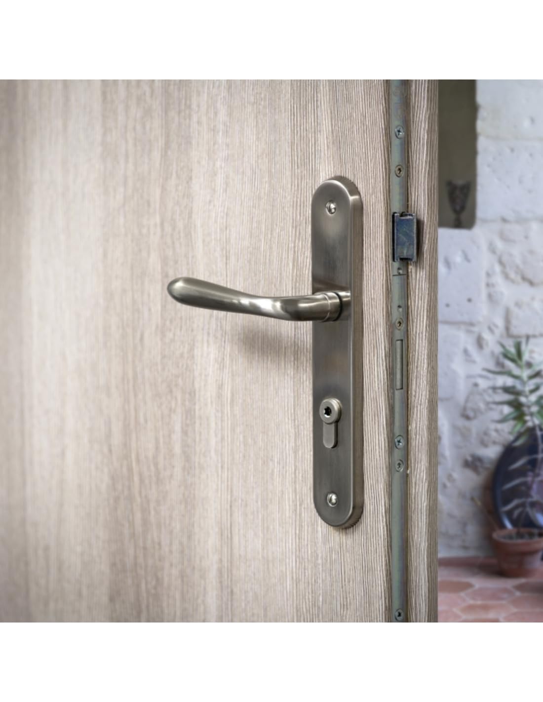 FERCO by THIRARD - Boîtier de Serrure Encastrable Europa à Cylindre - Porte Bois/PVC - Axe 40 mm - 3 Points - H. 2150 mm - Serrure Réversible - Verrouillage Par Relevage - Têtière 16 mm - Gris