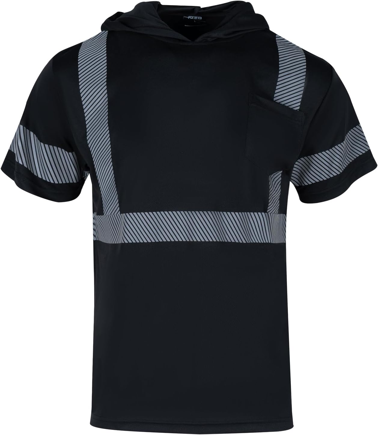 FONIRRA Hi Vis Shirts for Men Safety Reflective Short Sleeve High Visibility Construction Work T Shirt with Hood ANSI Class 3 - Image 2