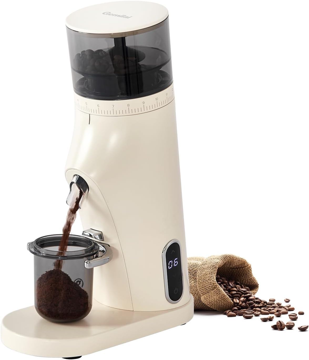 Electric Conical Burr Coffee Grinder, Coffee Bean Grinder with Smart 60S Timer, 60 Precise Adjustable Grind Settings for Espresso, 2-12 Cup, Easy to Clean, Durable & Quiet, G9010B White
