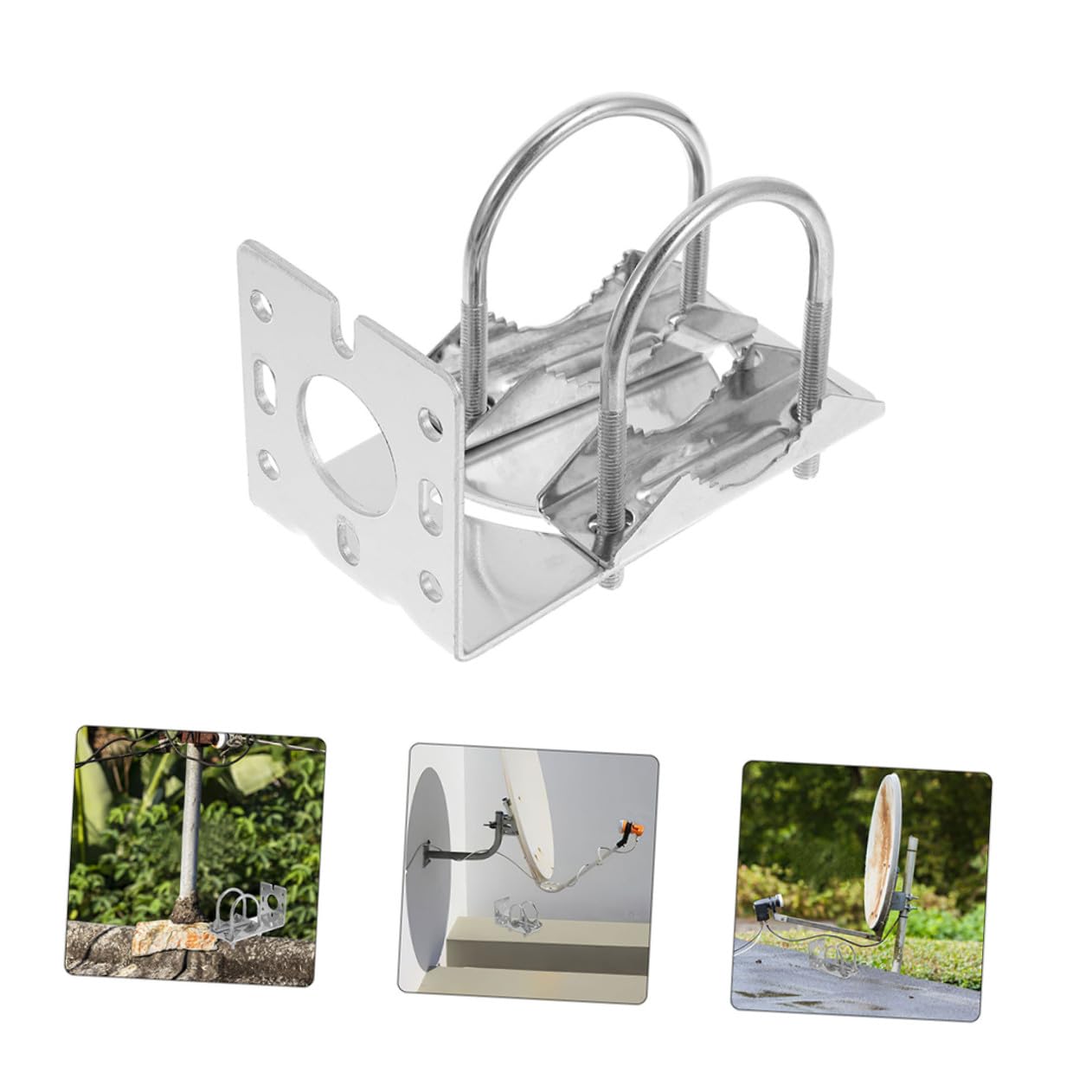 SEWACC Soporte de Montaje en Barra para Antena Exterior de Aleación de Aluminio Diseño en L y Fijación Estable para Instalación en Exteriores 2 Piezas