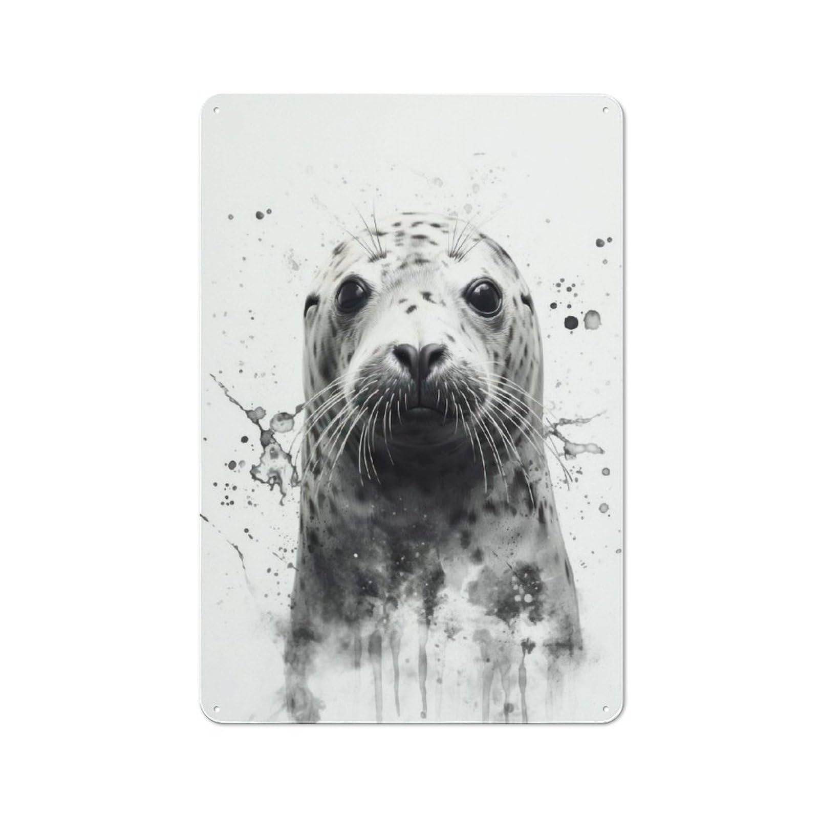 Junmoney Seal Beauty Watercolor Vintage Tin Sign 30X20cm For Guest Room Or Hallway, Suited To Home Decor Collectors