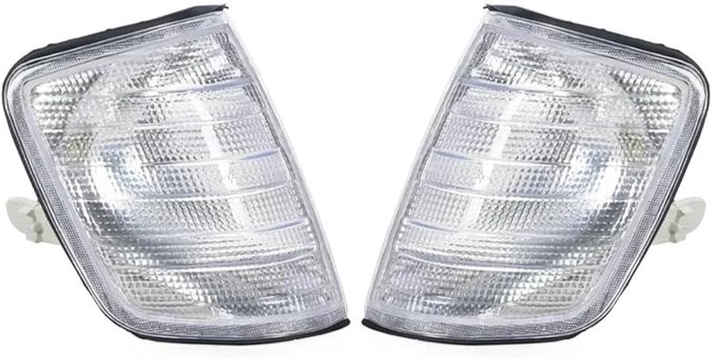 For Mercedes For Benz E Class W124 1985-1996 1248261243 1248261143 Car Front Corner Light Turn Signal Indicator Lamp(Yellow White 1Pair)