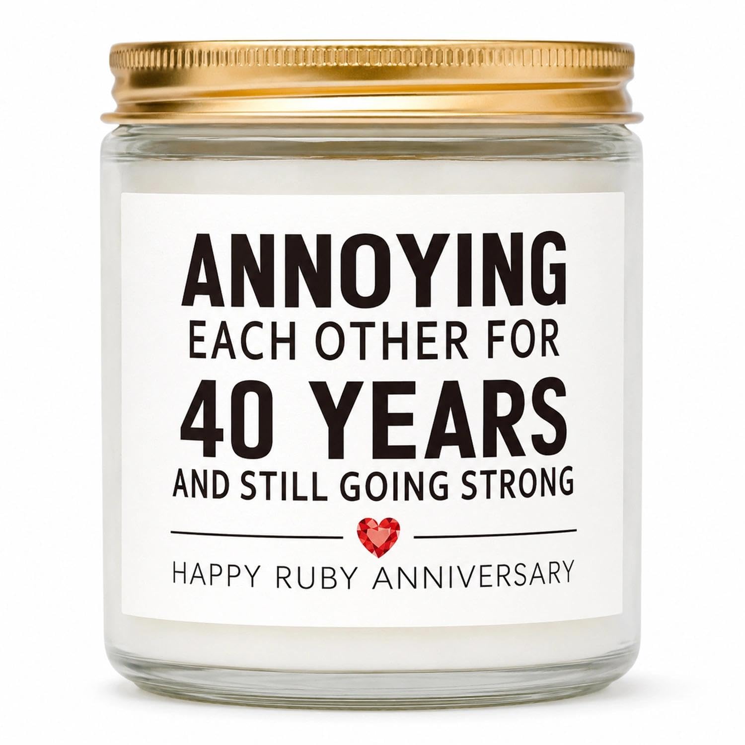 Ruby Wedding Anniversary Personalised Gifts, Handmande Lavender Scented Candle, Natural Soy Candles 40th Wedding Anniversary Personalised Gifts for Wife Husband Couples Parents, 3.5 oz