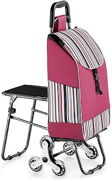 Shopping Trolley,Shopping Trolleys Folding with Seat, Metal Frame Folding Shopping Trolley, 6-Wheel Multi-Function Shopping Cart, Home Shopping Trolley