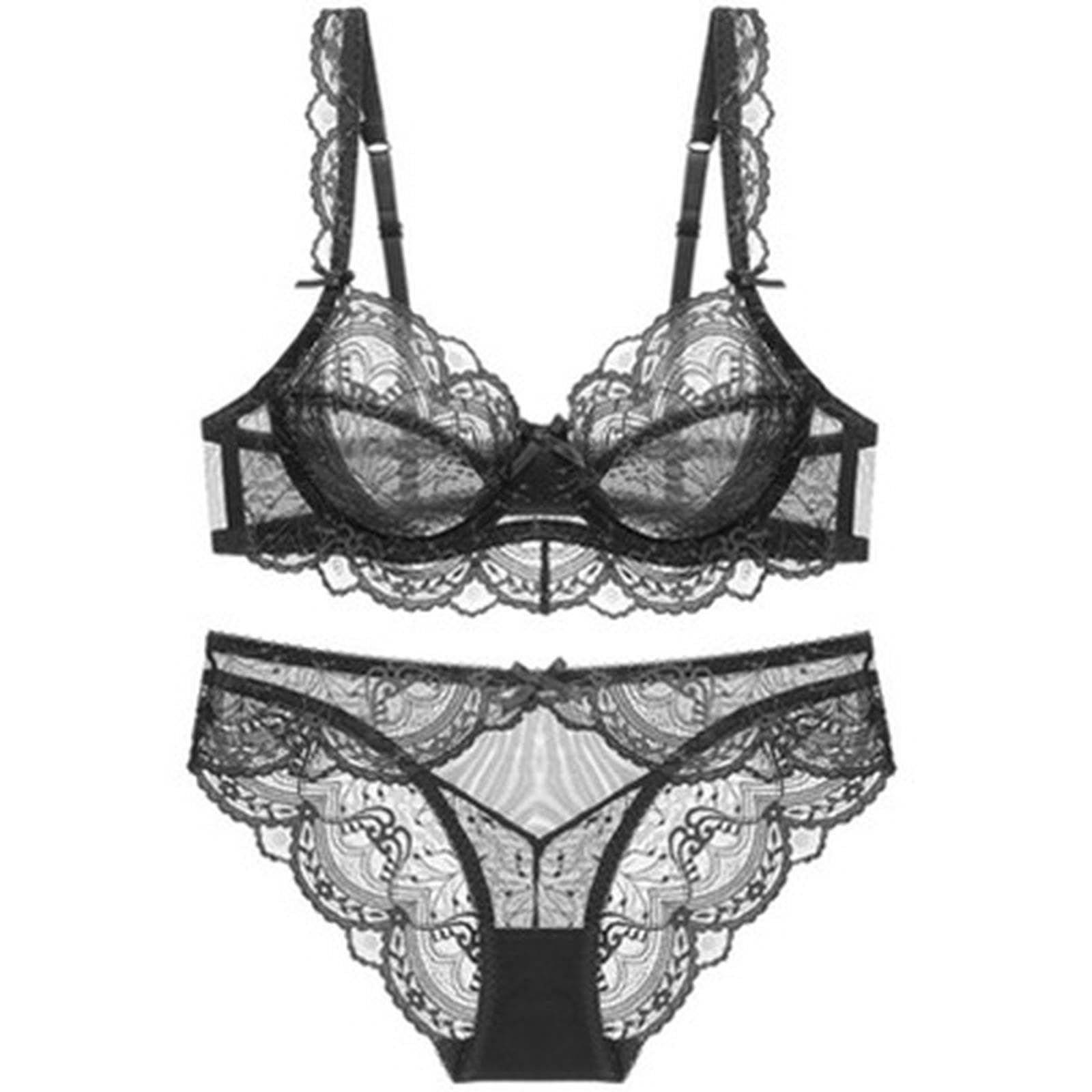 Sujetadores Conjunto De Lencería Encaje, Estilo Francés Fino Y Sexy, Sujetador Push-up Atractivo, Sin Relleno -Blanco-(Juego) 36 80a