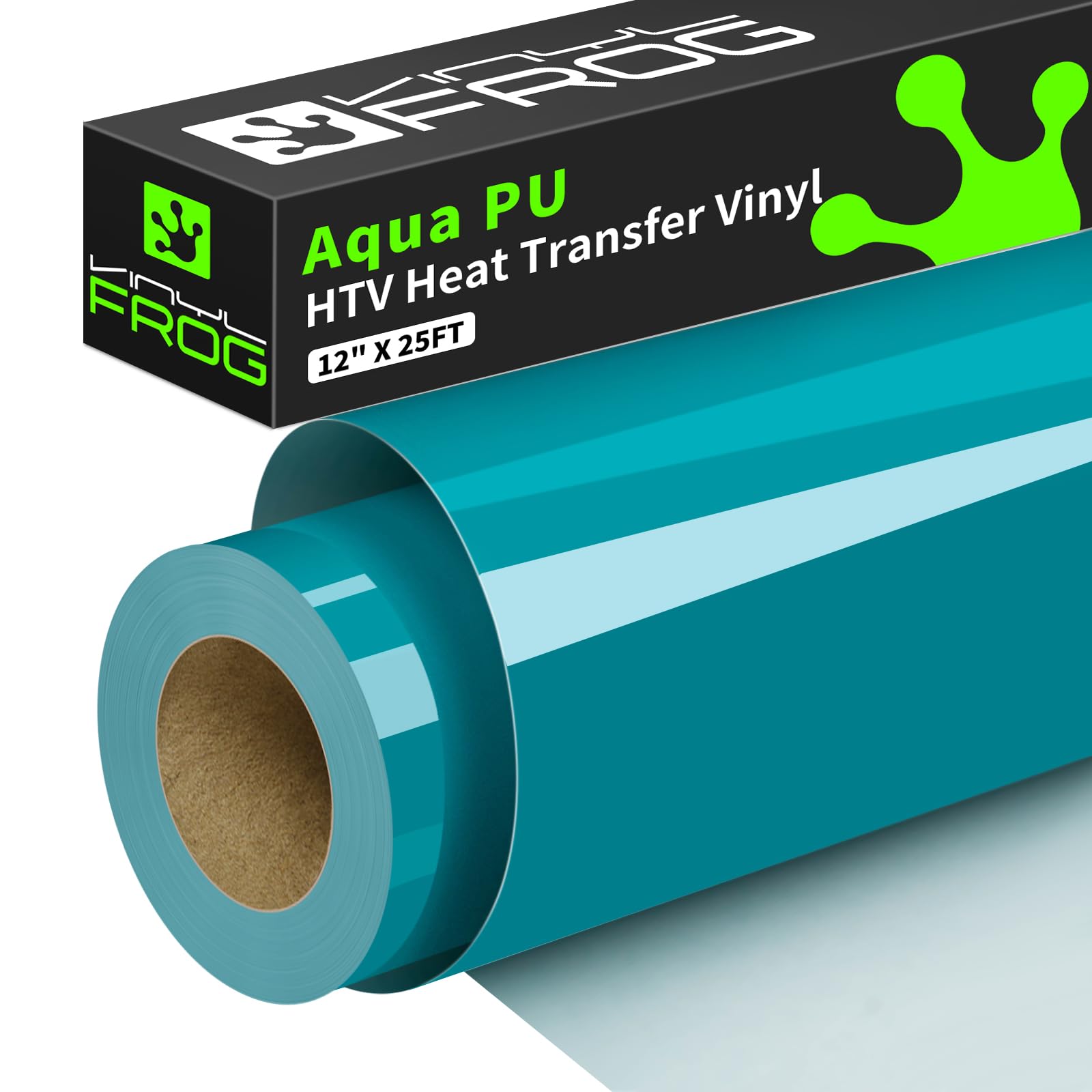 VINYL FROG Aqua Heat Transfer Vinyl Rolls 12" x25ft Teal Iron on Vinyl